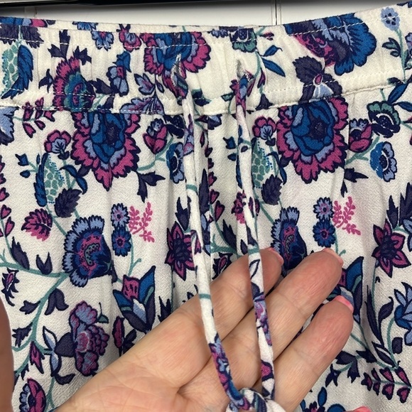 Joie Womens Stretch Waist Pants & Top SP Navy Maroon Floral 100% Viscose Lounge - Picture 2 of 16